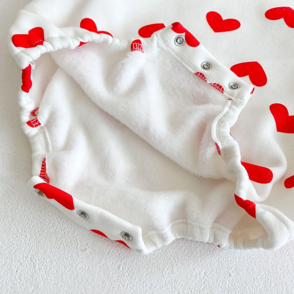 Plush Love Heart Bodysuit Romper Set