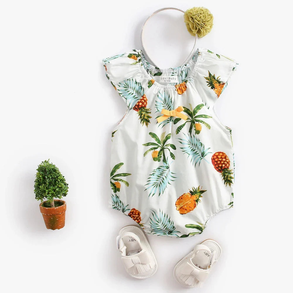 Tropical Sleeveless Bodysuit Romper