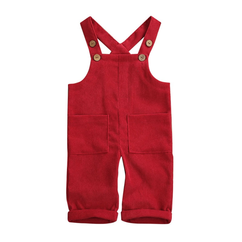 Soft Cotton Corduroy Suspender Jumpsuit Romper Overalls