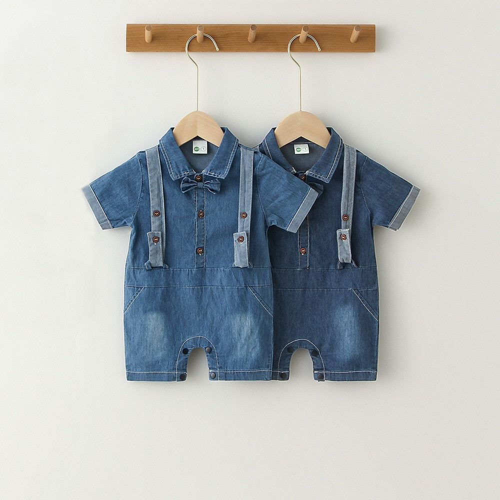 Baby Short Sleeve Denim Rompers