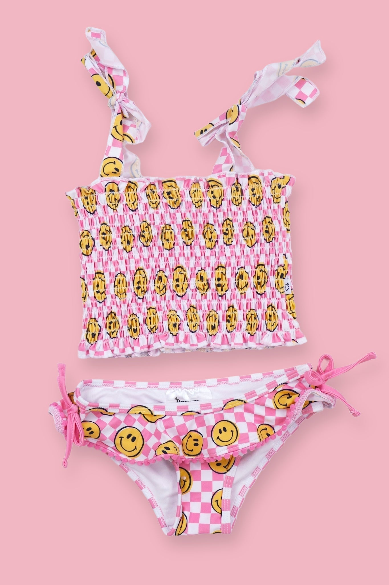 BLUSHIN' CHECKERS DREAM SMOCKED TANKINI TWO PIECE SWIM SUIT
