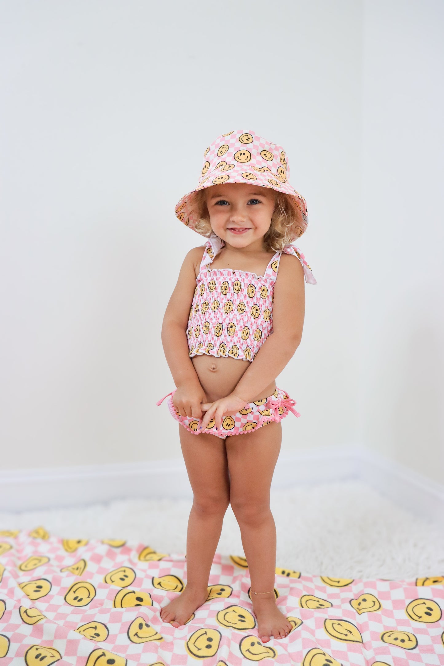 BLUSHIN' CHECKERS DREAM SMOCKED TANKINI TWO PIECE SWIM SUIT