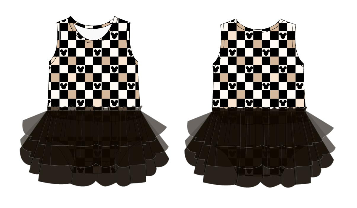 Mouse Checkers (black) | Tutu Bodysuit Romper Dress