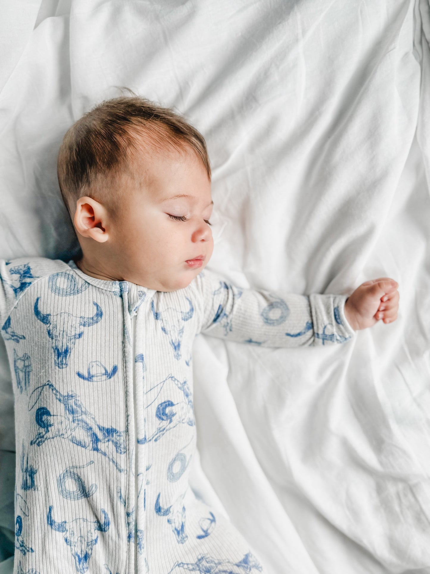 Cowboy Blues Ribbed Bamboo Zippy Pajamas Romper
