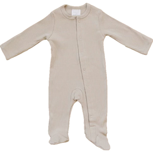 Oatmeal Organic Cotton Ribbed Snap Romper