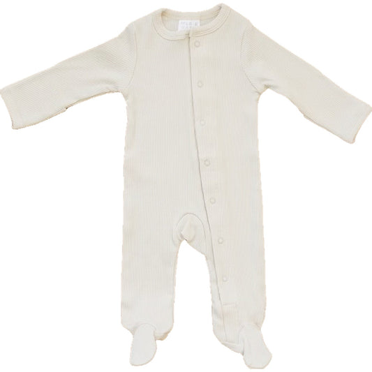 Vanilla Organic Cotton Ribbed Snap Romper