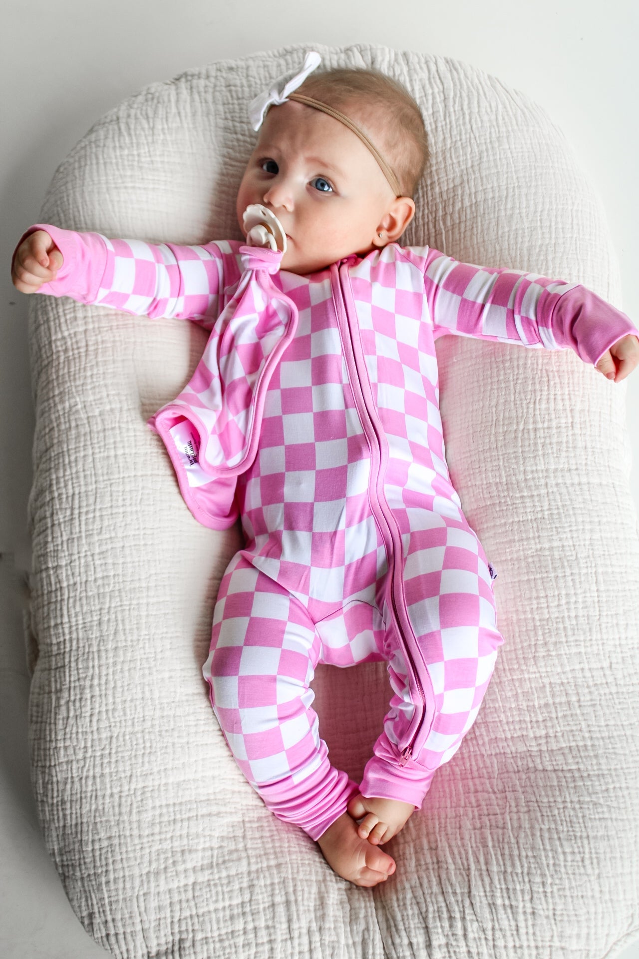 BUBBLEGUM CHECKERS DREAM ZIPPER ROMPER