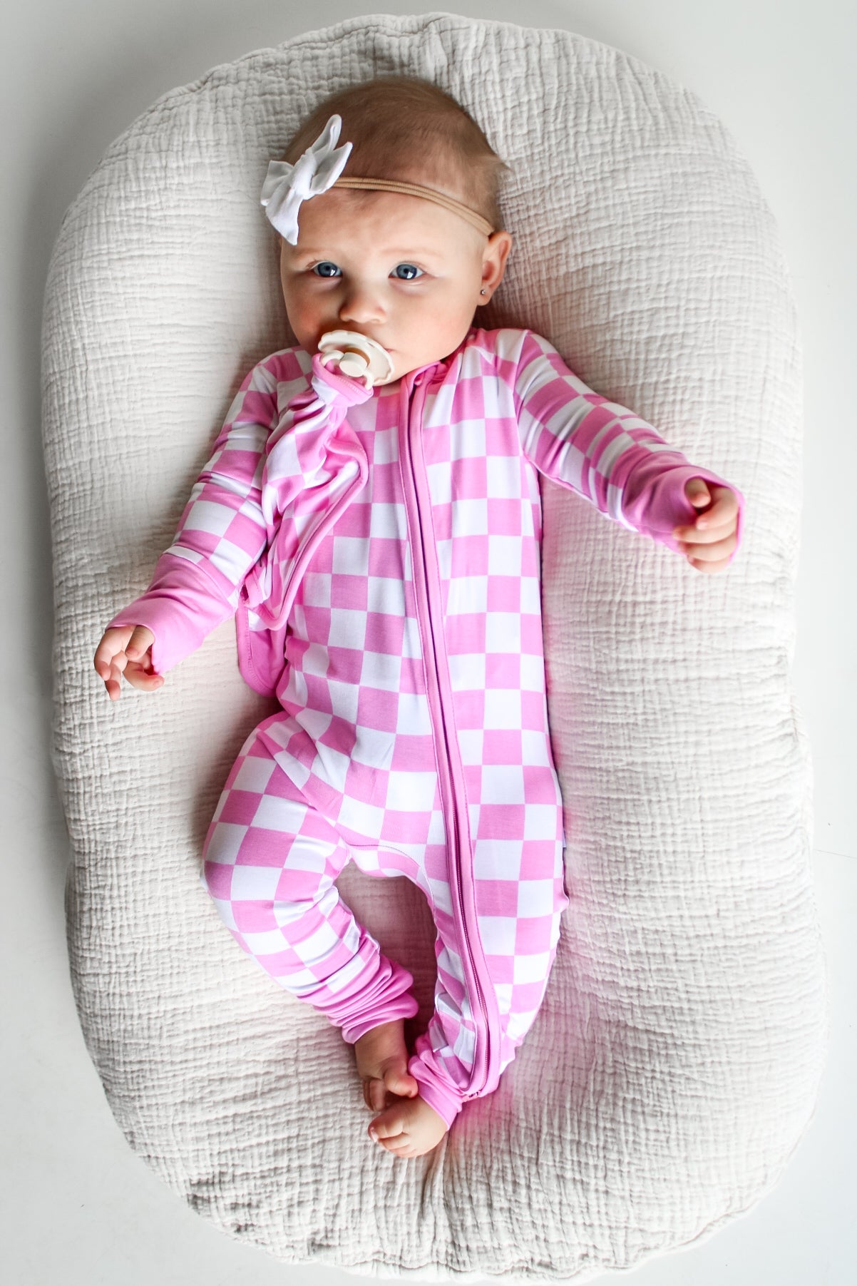 BUBBLEGUM CHECKERS DREAM ZIPPER ROMPER