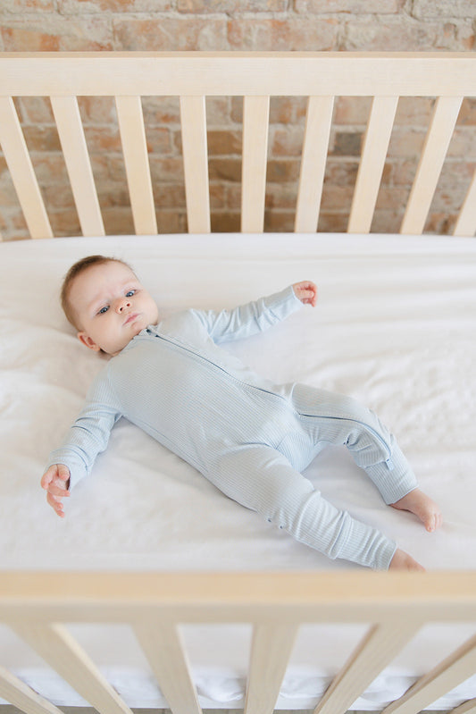 Baby Blue (ribbed) - Zippy Zipper Romper