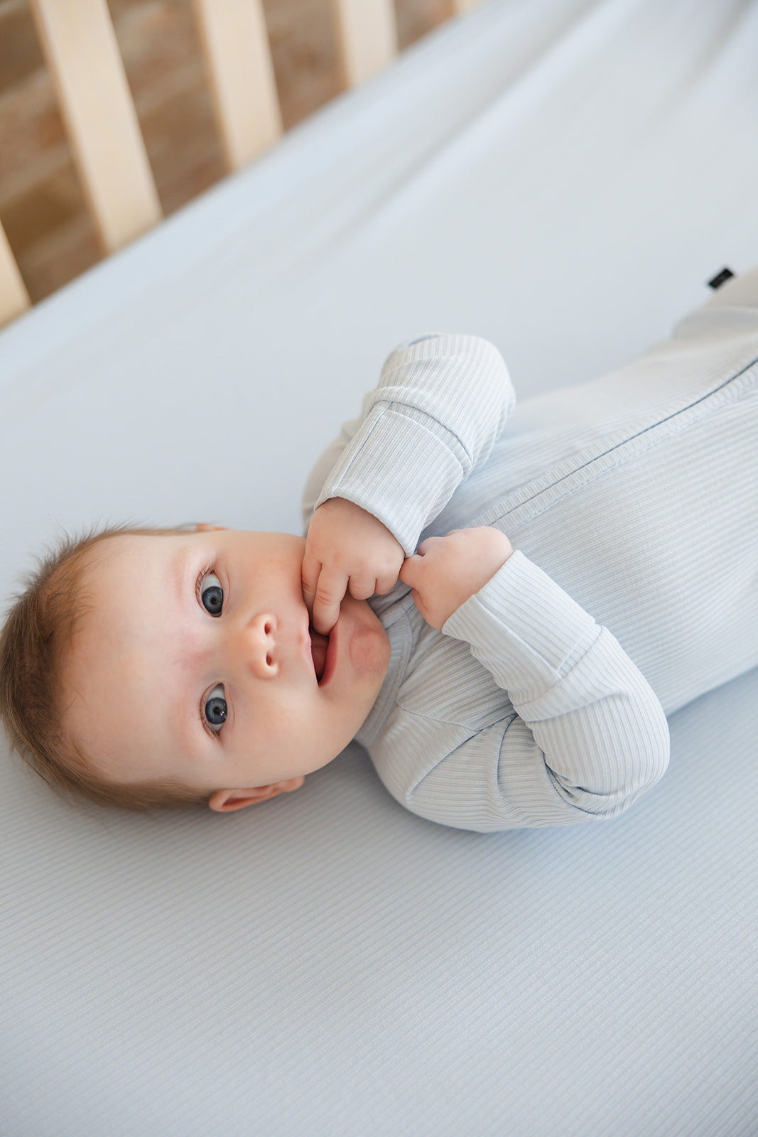 Baby Blue (ribbed) - Zippy Zipper Romper