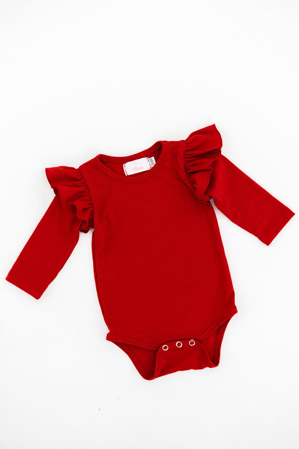 Red L/S Flutter Bodysuit Romper