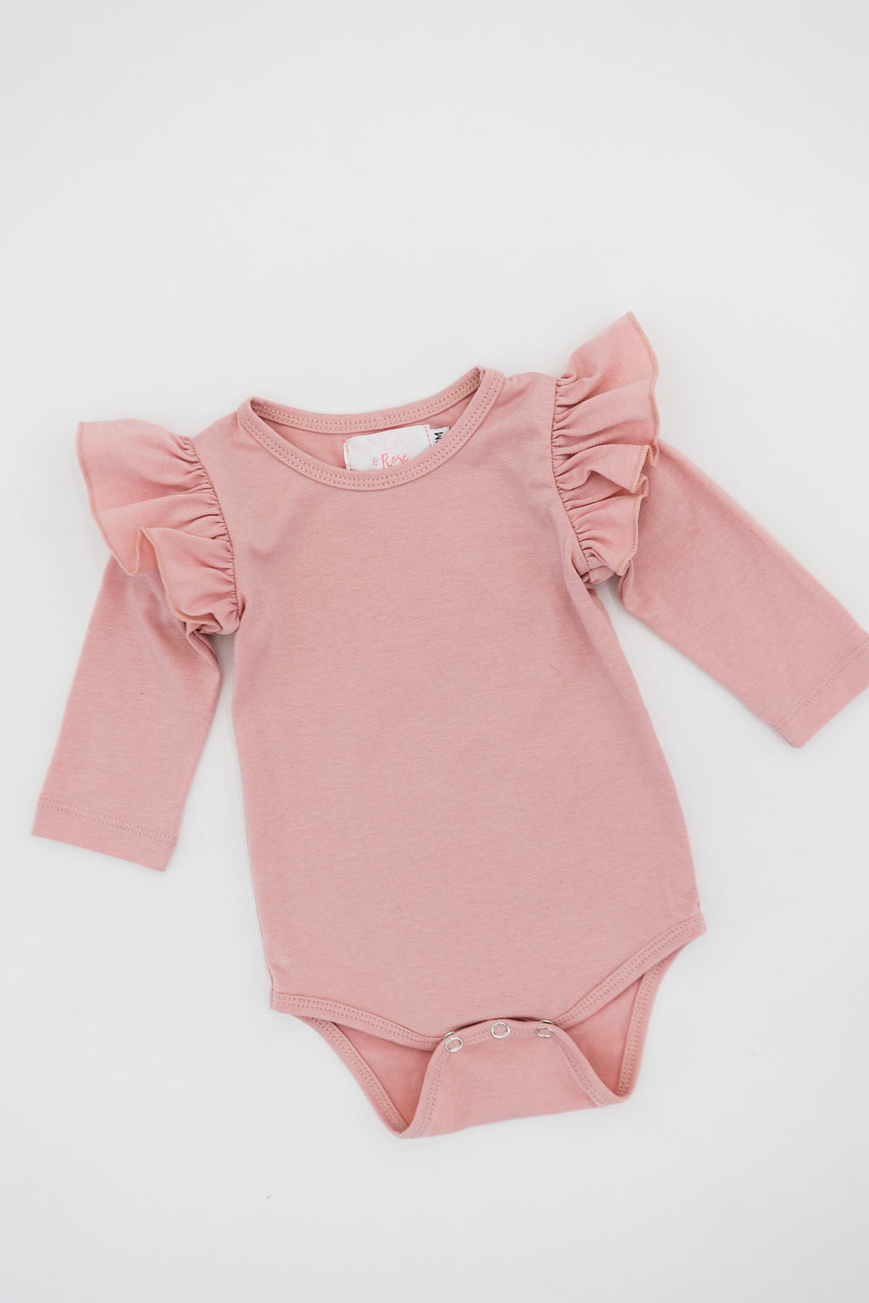 Vintage Pink L/S Flutter Bodysuit Romper