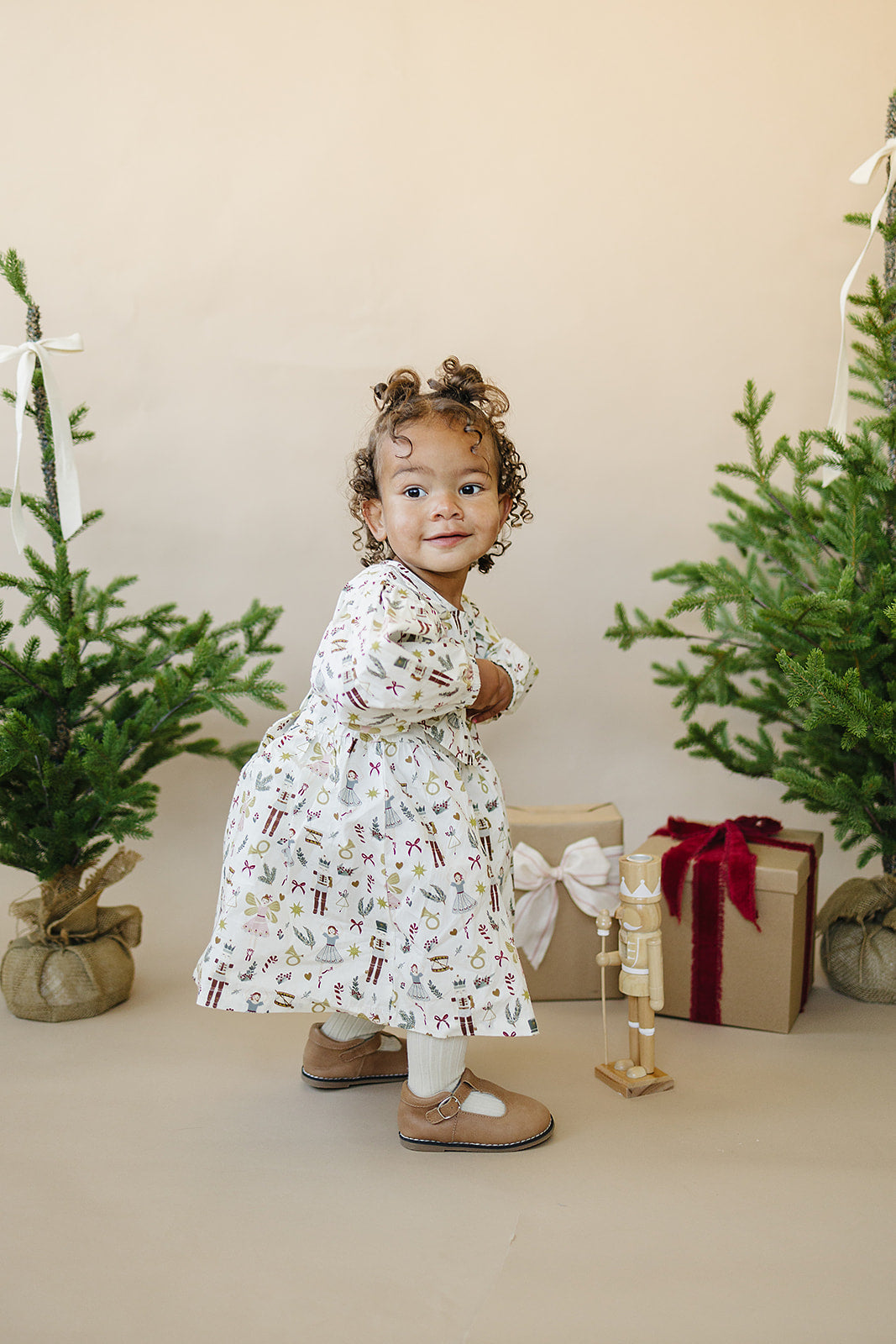 Nutcracker Long Sleeve Ruffle Dress Bloomers Set