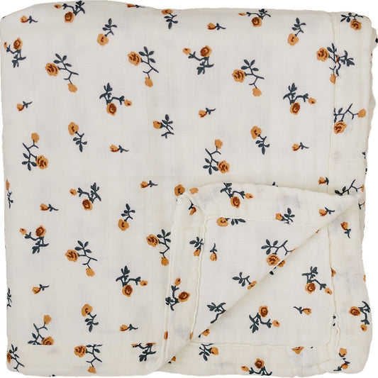 Cream Floral Muslin Quilt Blanket