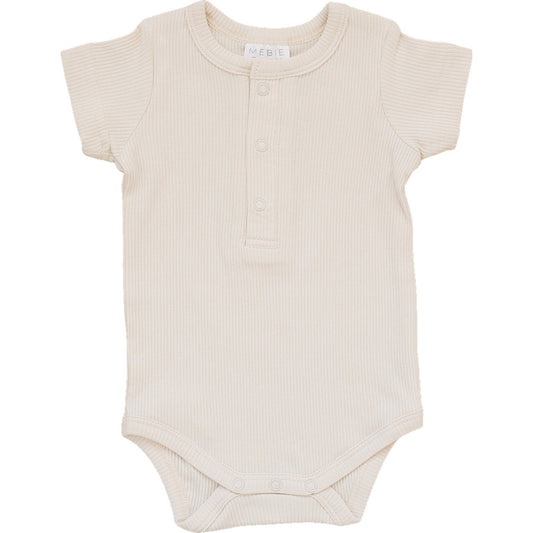 Vanilla Organic Cotton Ribbed Snap Bodysuit Romper