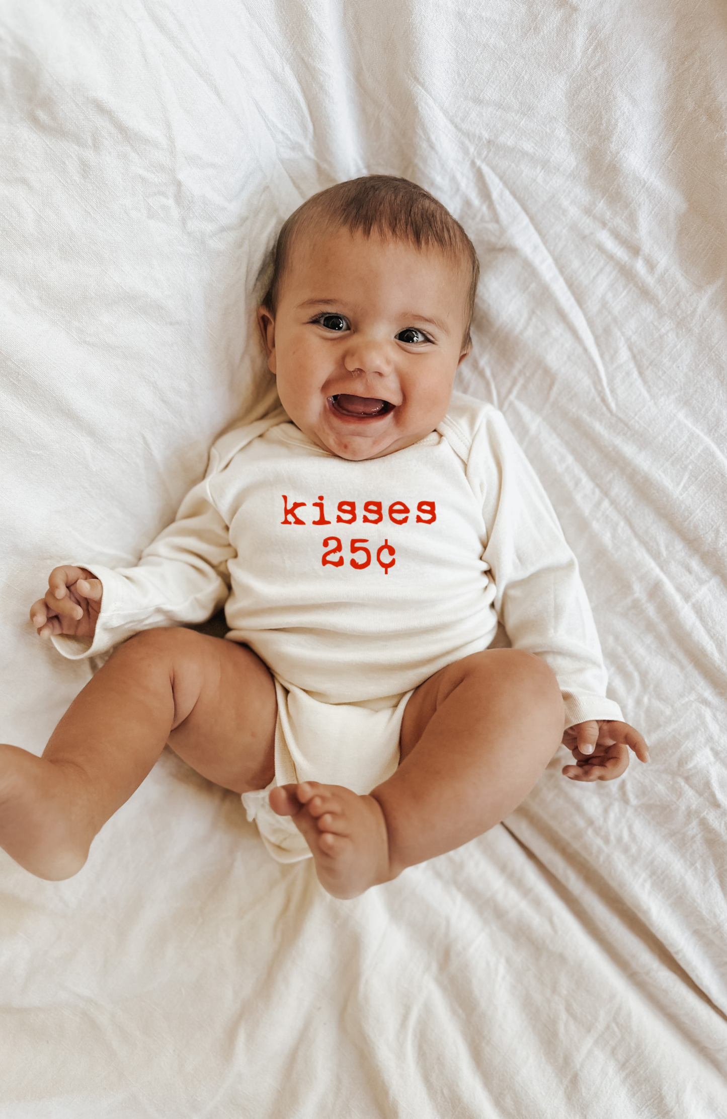Kisses 25c Organic Baby Bodysuit Long Sleeve