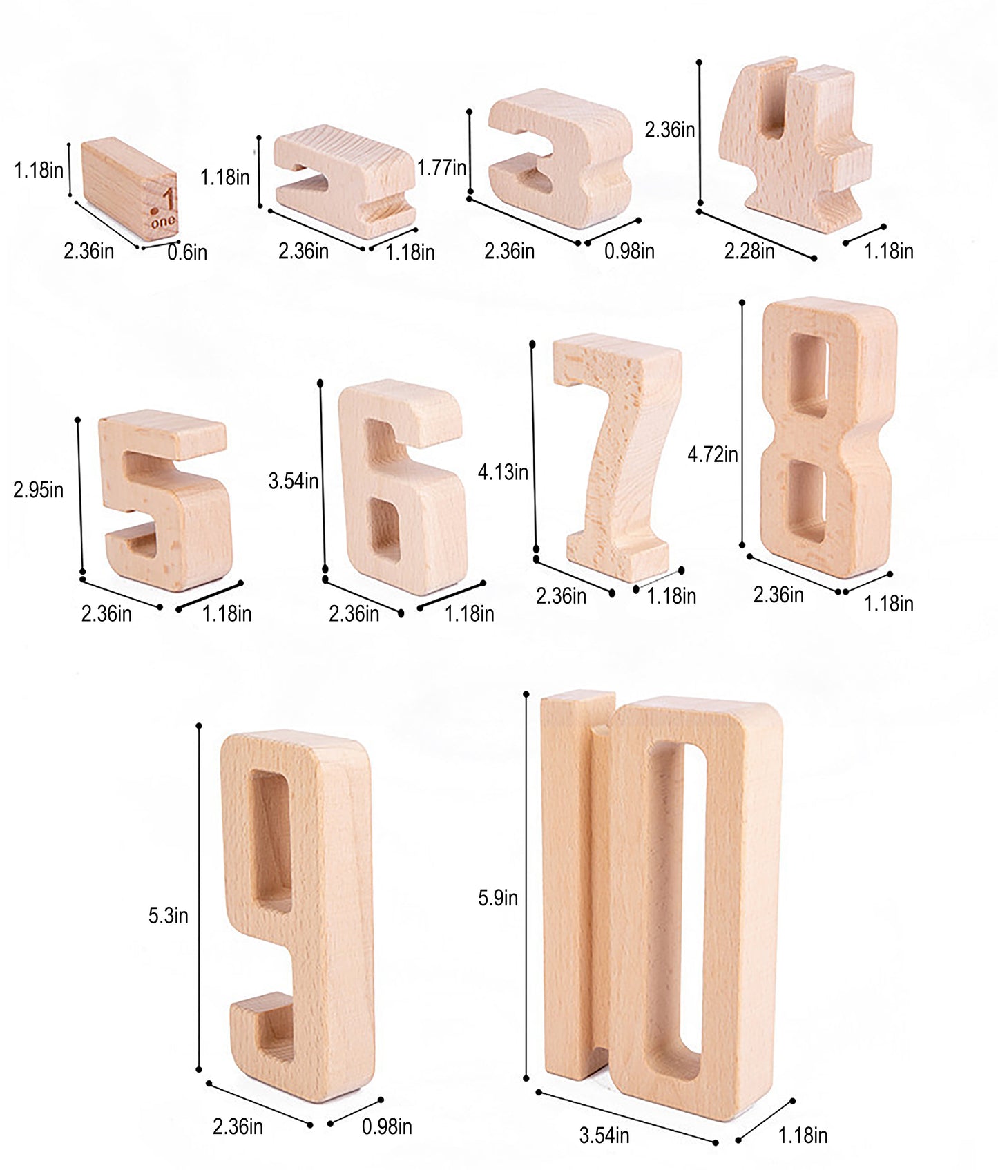 Montessori Wooden Number Height Blocks – Self-Correcting Math Learning Set