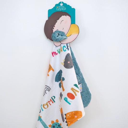 Mini Minky - Dinoland Blue Blanket