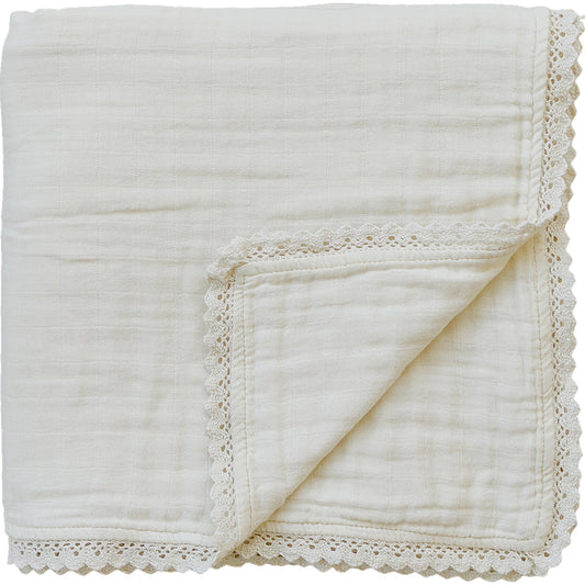 Cream Lace Muslin Quilt Blanket