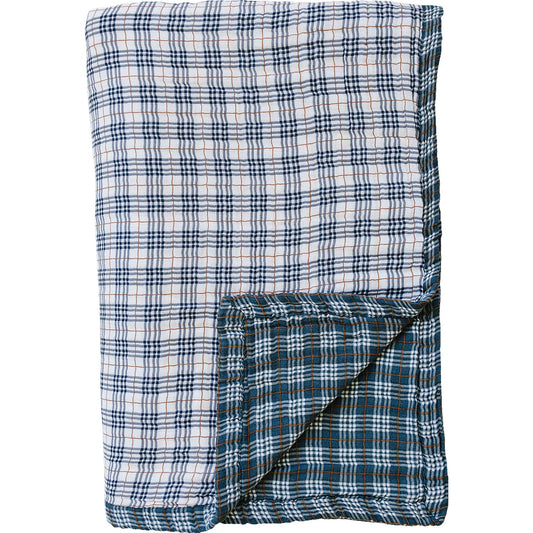 Vintage Plaid + Navy Plaid Twin Muslin Quilt Blanket