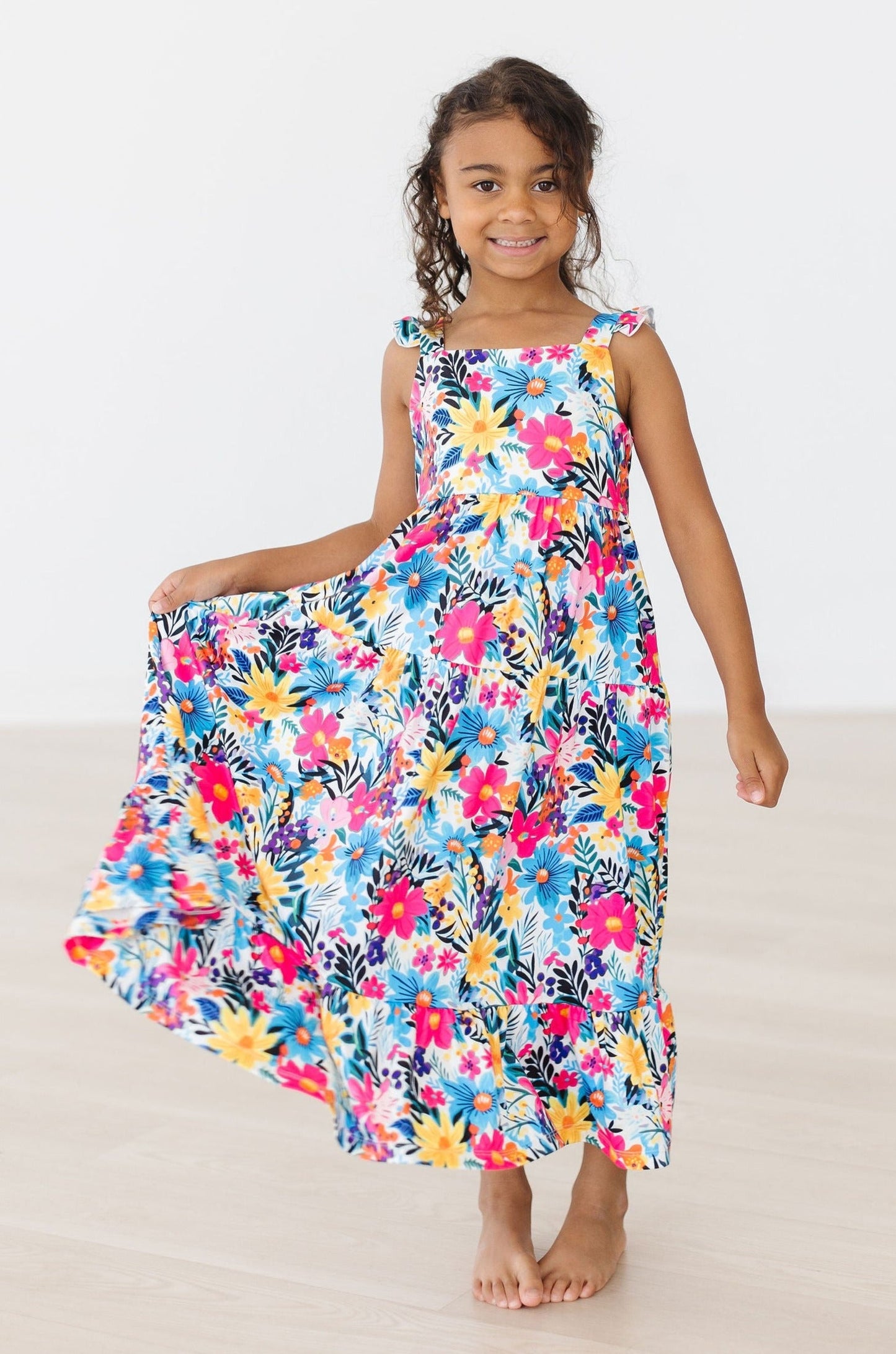 Petal Paradise Floral Ruffle Maxi Dress