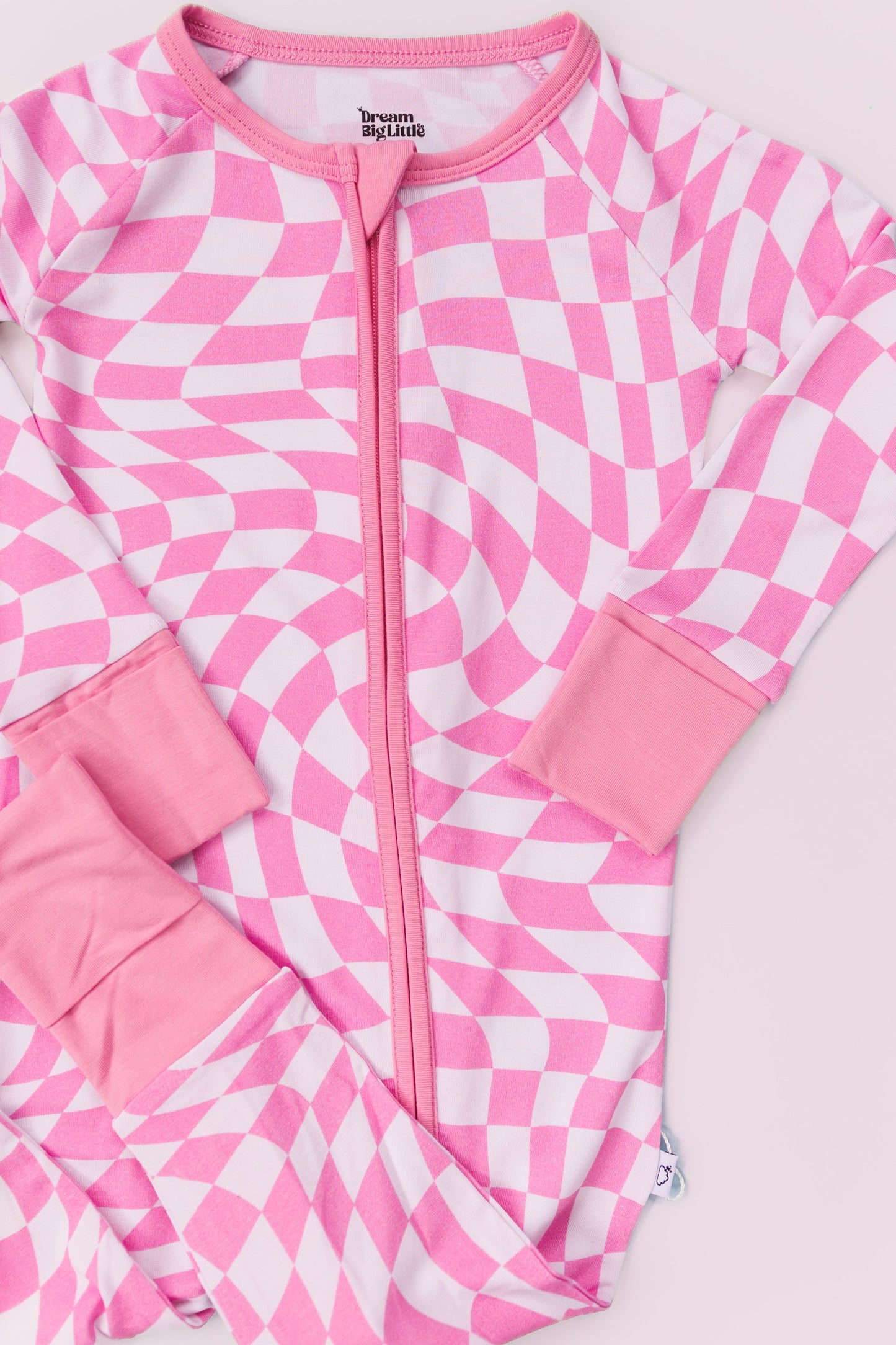 BUBBLEGUM WAVY CHECKERS DREAM ZIPPER ROMPER