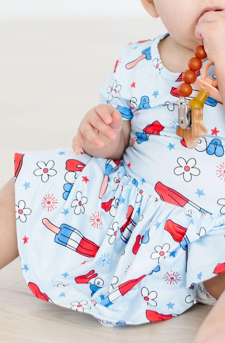 Proudly Patriotic S/S Twirl Bodysuit Romper