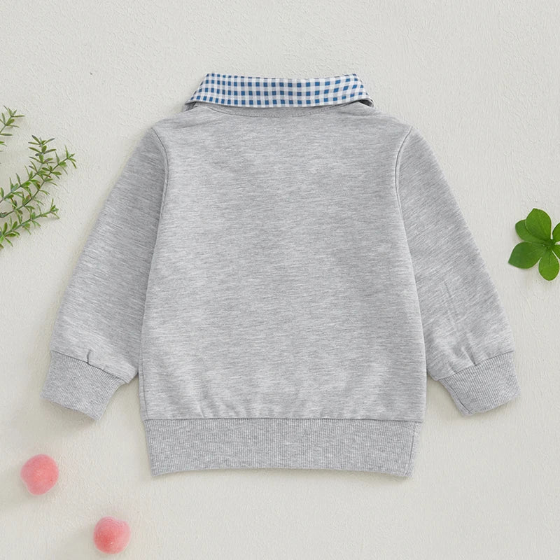 Baby Toddler Boys Golf Cart Embroidery Long Sleeve Pullover Quarter Zip Top