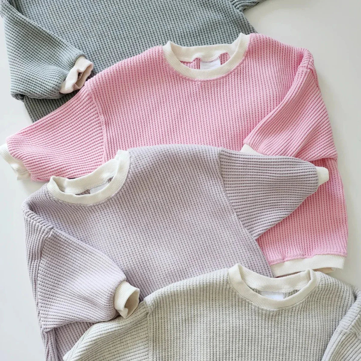 Oversize Solid Waffle Bodysuit Romper