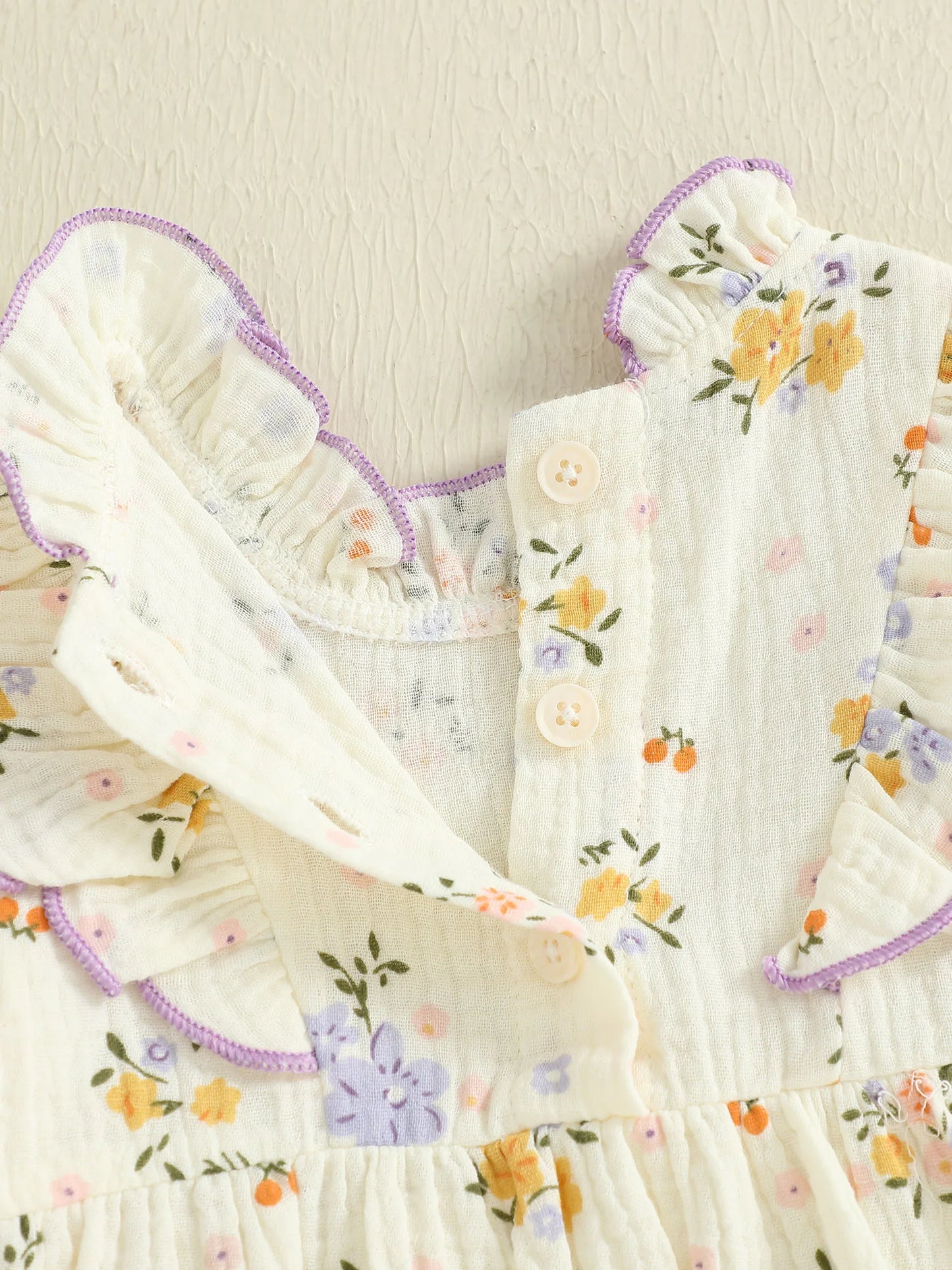 Baby Girl Fall Bubble Romper Floral Print Long Sleeve Frill Mock Neck Ruffled Jumpsuit
