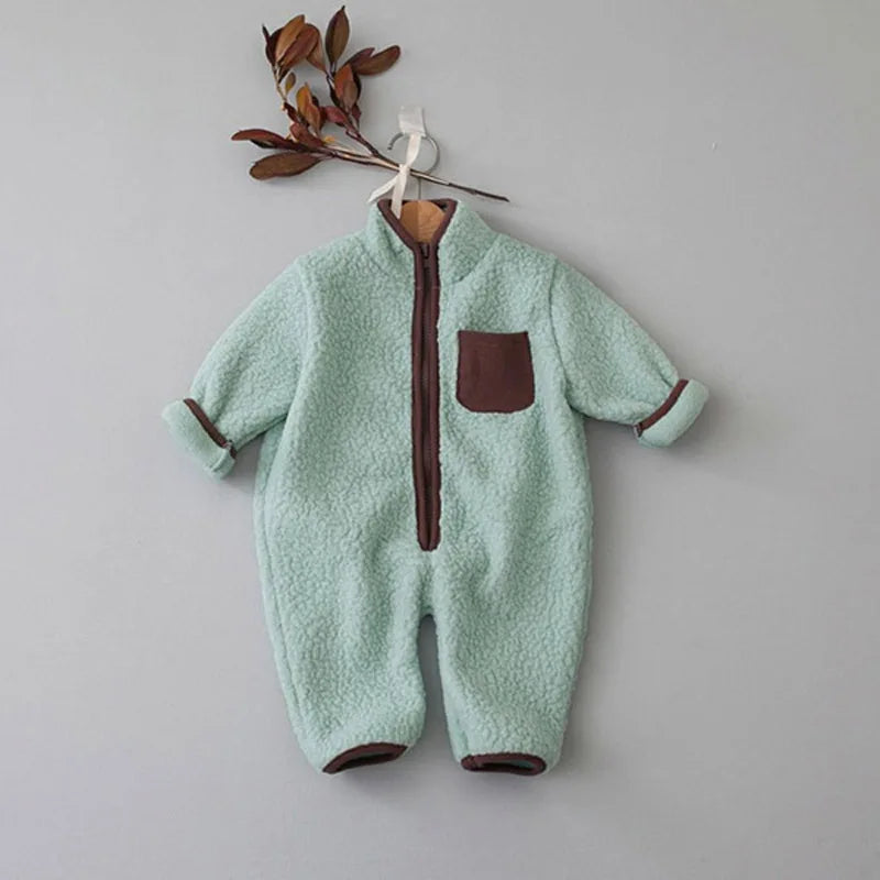 Fleece Patchwork Jumpsuit Outwear Romper