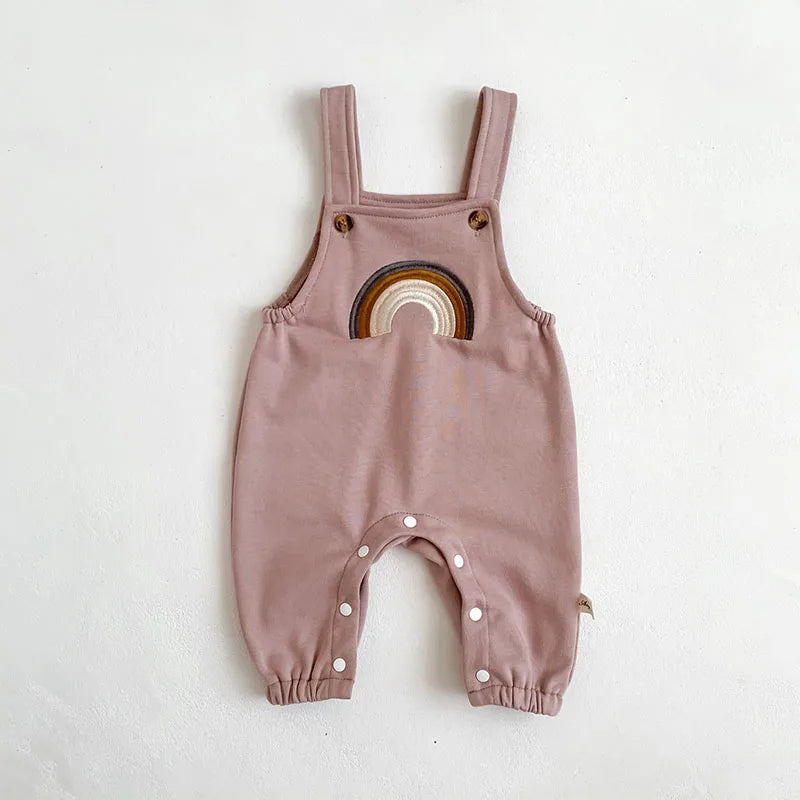 Soft Rainbow Embroidery Jumpsuit Romper