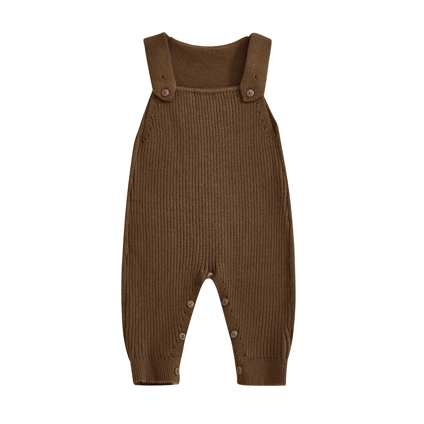 Baby Boys Girls Knit Jumpsuit Sleeveless Square Neck Solid Color Rompers Overalls