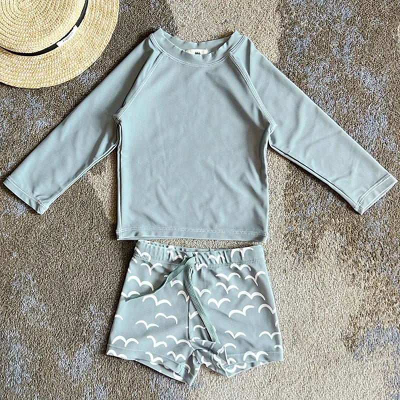 Long Sleeve Printed Swimwear Set