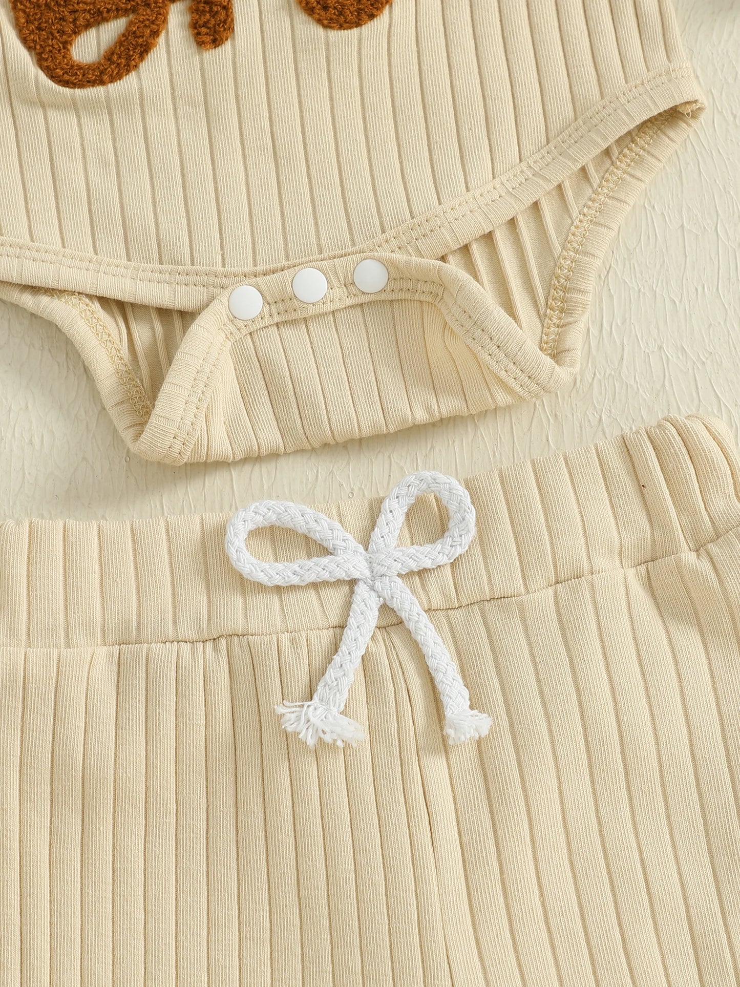 Baby Boy 2Pcs Fall Clothes Letter Little Bro Embroidery Long Sleeve Romper Solid Long Jogger Pants Outfit Set
