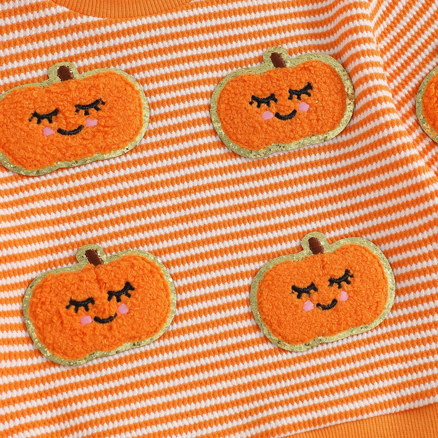 Baby Toddler Boys Girls 2Pcs Halloween Outfit Ghost Pumpkin Pattern Striped O-Neck Long Sleeve Top with Pants Jogger Set