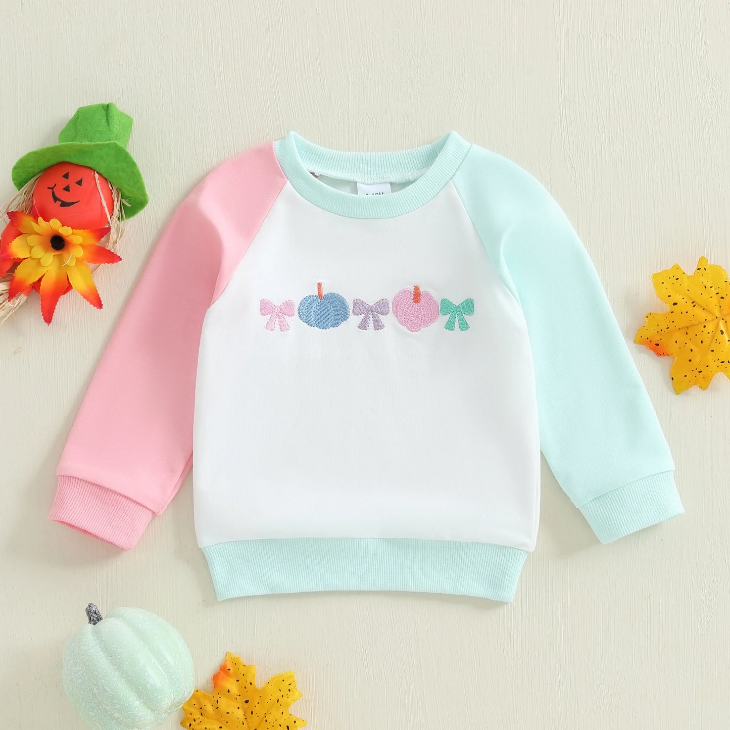 Baby Toddler Boys Girls Long Sleeve Pumpkin/Ghost/Christmas Tree Embroidery Crew Neck Top