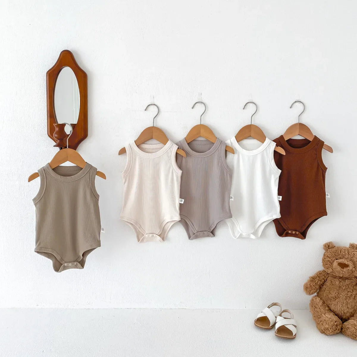 Solid Round Neck Bodysuit Romper