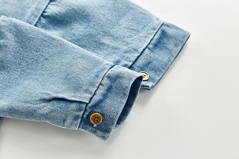 Long Sleeve Distress Denim Jumpsuit Romper