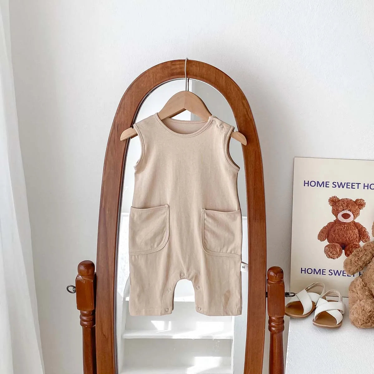 Solid Double Pocket Jumpsuit Romper