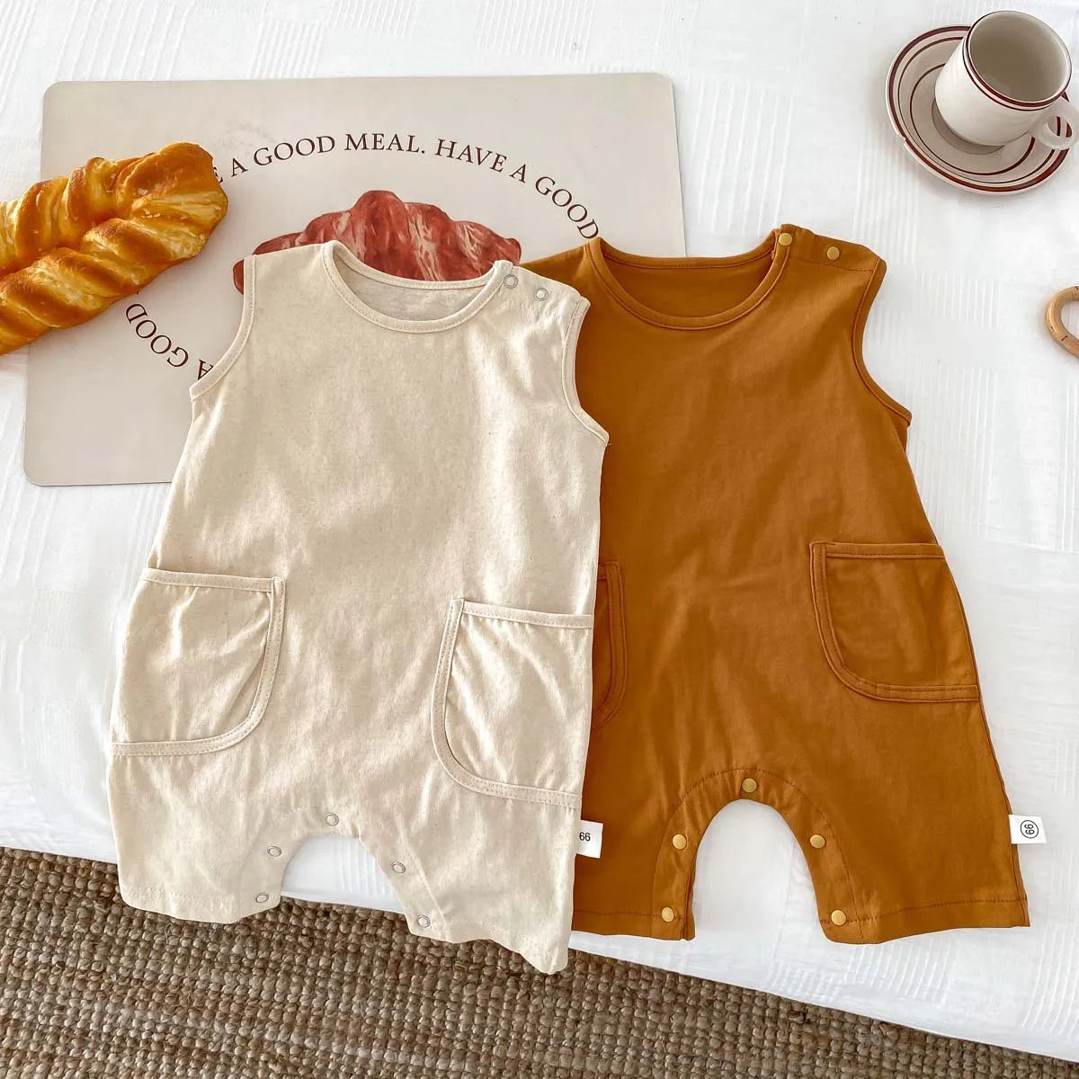 Solid Double Pocket Jumpsuit Romper