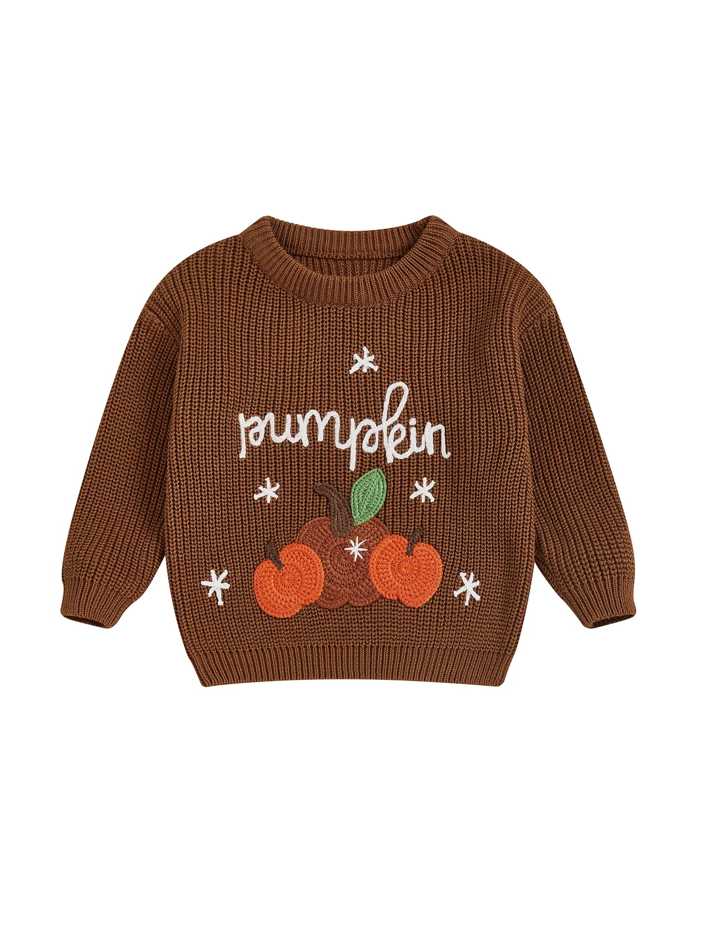 Baby Toddler Kids Boys Girls Halloween Fall Sweater Long Sleeve Round Neck Pumpkin/ Pumpkin Season Truck/Ghost Embroidery Knit Top