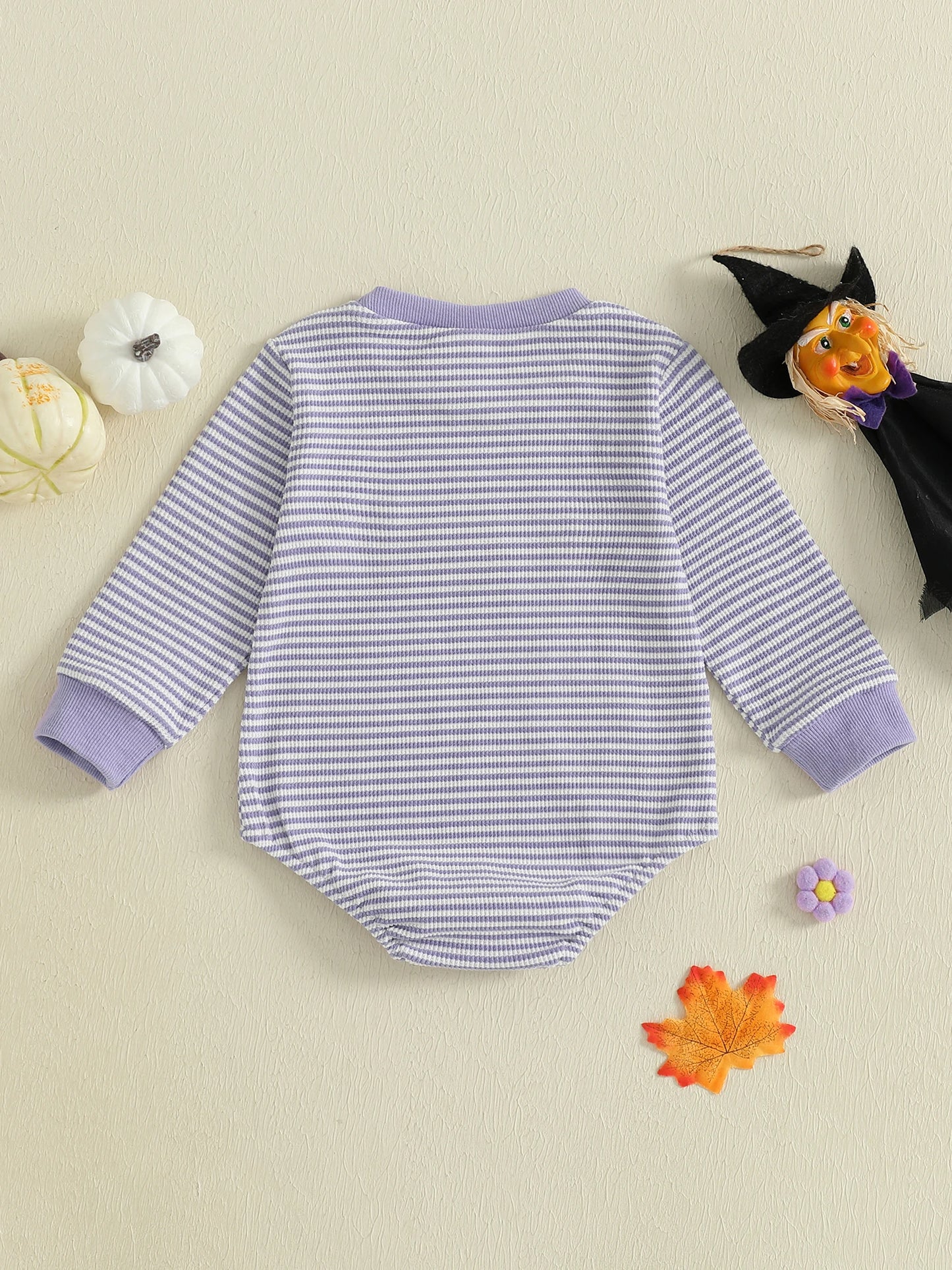 Baby Girls Boys Halloween Romper Long Sleeve Crew Neck Pumpkin Ghost Embroidery Bodysuit Fall