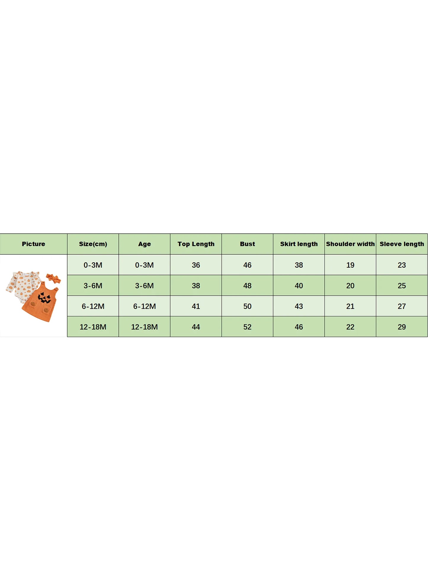 Baby Girls 3Pcs Halloween Outfit Pumpkin Ruffle Long Sleeve Romper Overall Dress Headband Set