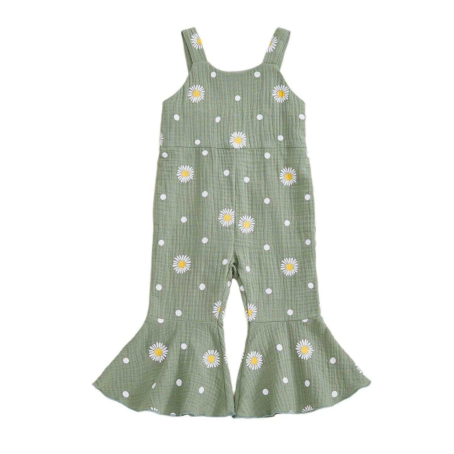 Baby Toddler Girls Summer Overalls Infants Sleeveless Daisy Floral Print Suspender Flared Pants