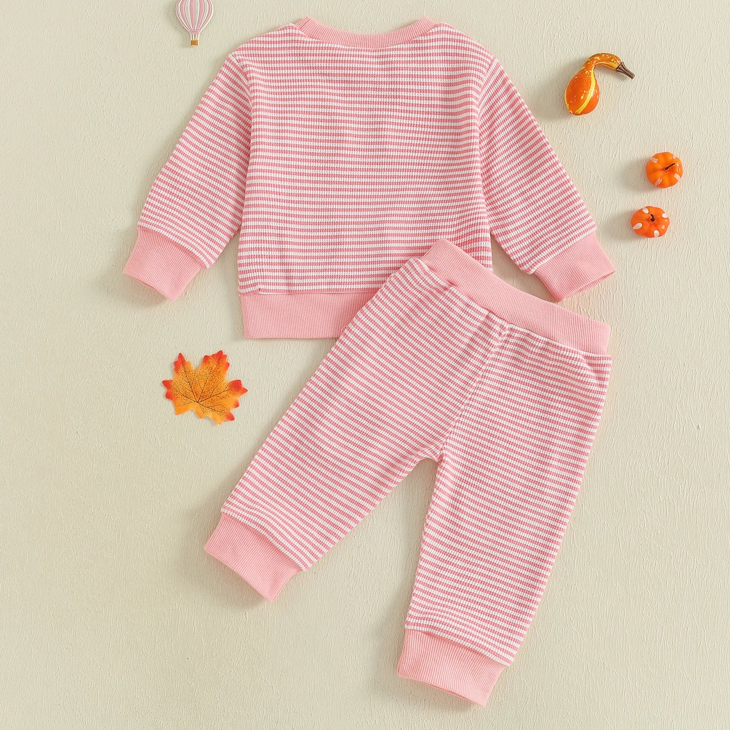 Baby Toddler Boys Girls 2Pcs Halloween Outfit Ghost Pumpkin Pattern Striped O-Neck Long Sleeve Top with Pants Jogger Set