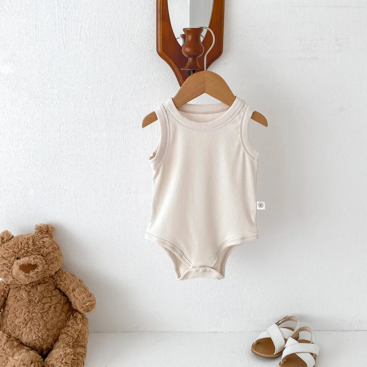 Solid Round Neck Bodysuit Romper