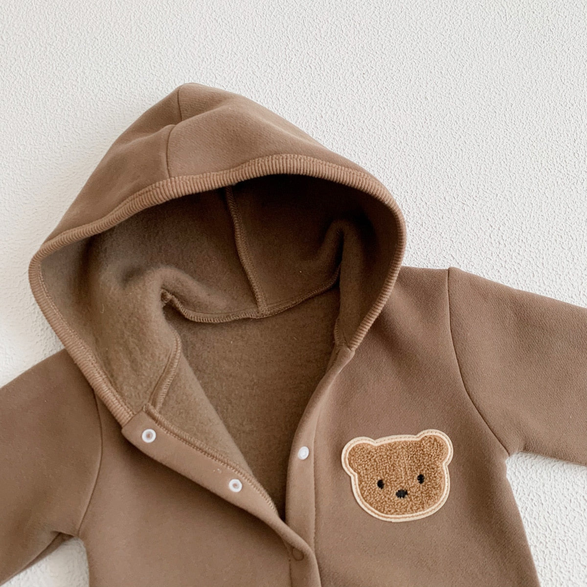 Teddy Bear Patch Hoodie Jumpsuit Romper