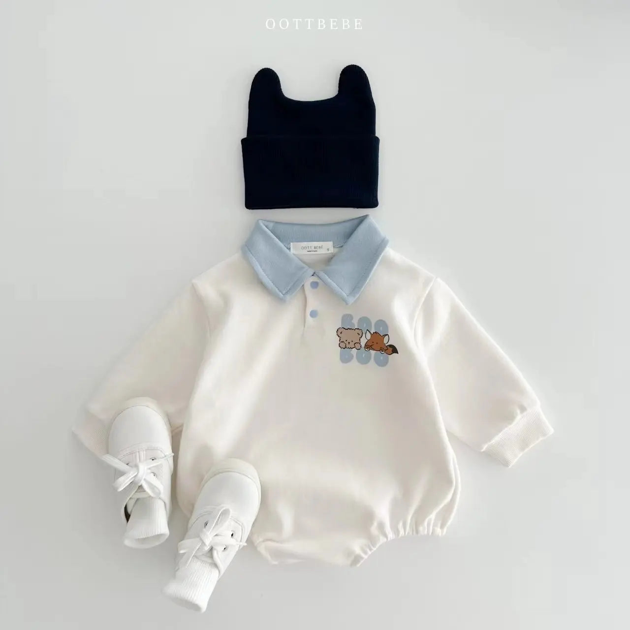 Long Sleeve Turn-Down Collar Bodysuit Romper