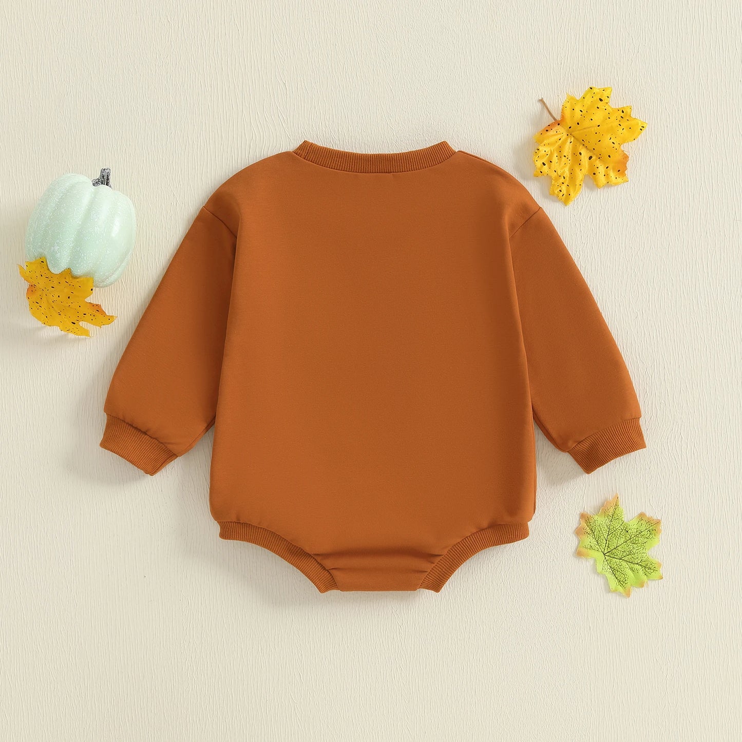 Baby Boys Girls Halloween Thanksgiving Fall Bubble Romper Casual Pumpkin Embroidery Long Sleeve Jumpsuit Toddler Cute Clothes